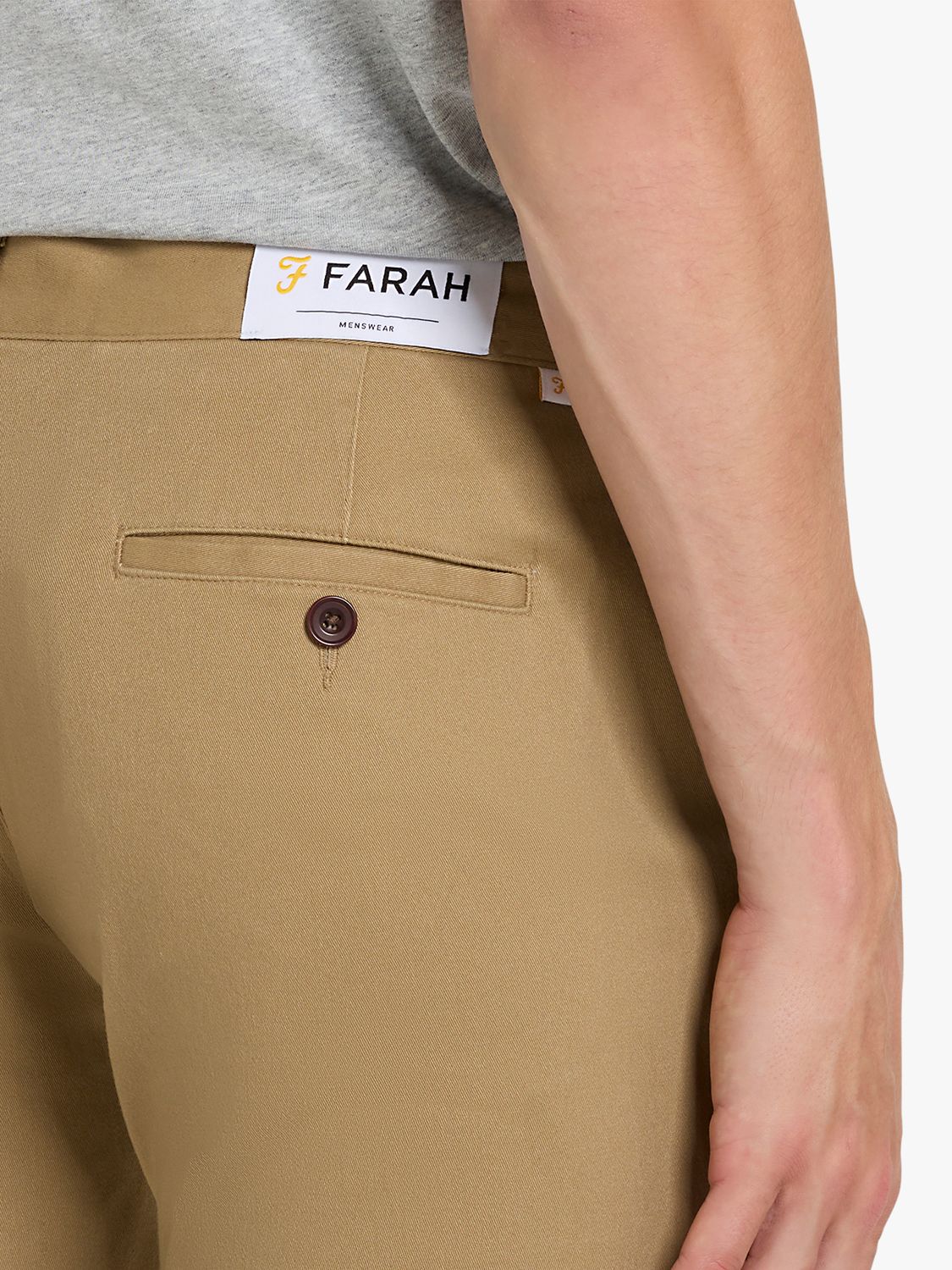 Farah Endmore Skinny Fit Organic Cotton Twill Chinos, Beige