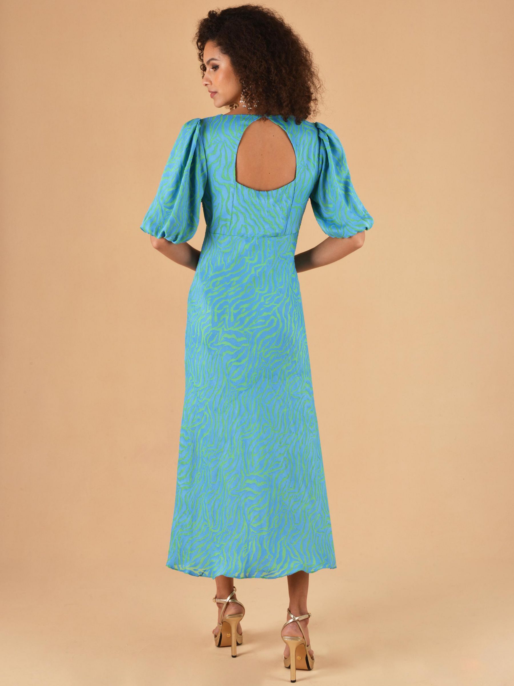 Buy Ro&Zo Evora Animal Burnout Dress, Blue Online at johnlewis.com
