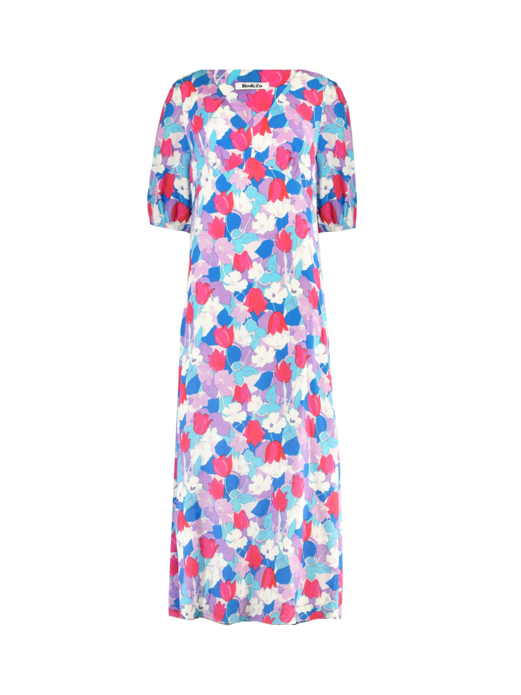 Ro&Zo Tulip Print Midi Dress, Pink/Multi at John Lewis & Partners
