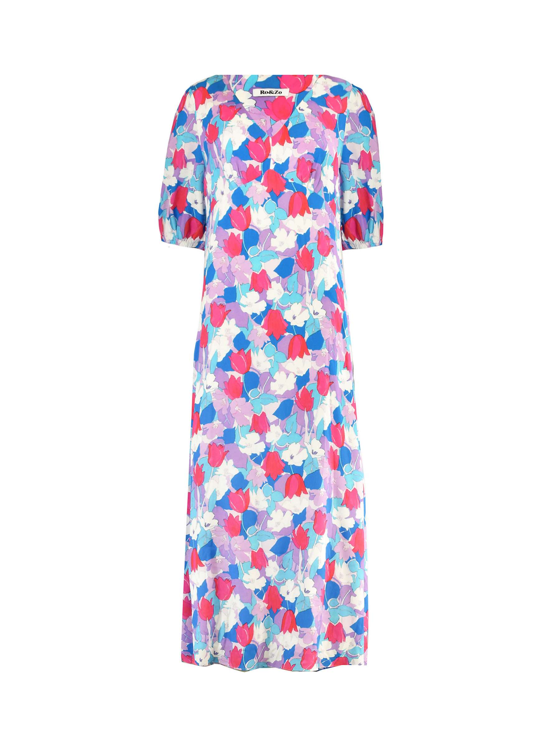 Buy Ro&Zo Tulip Print Midi Dress, Pink/Multi Online at johnlewis.com