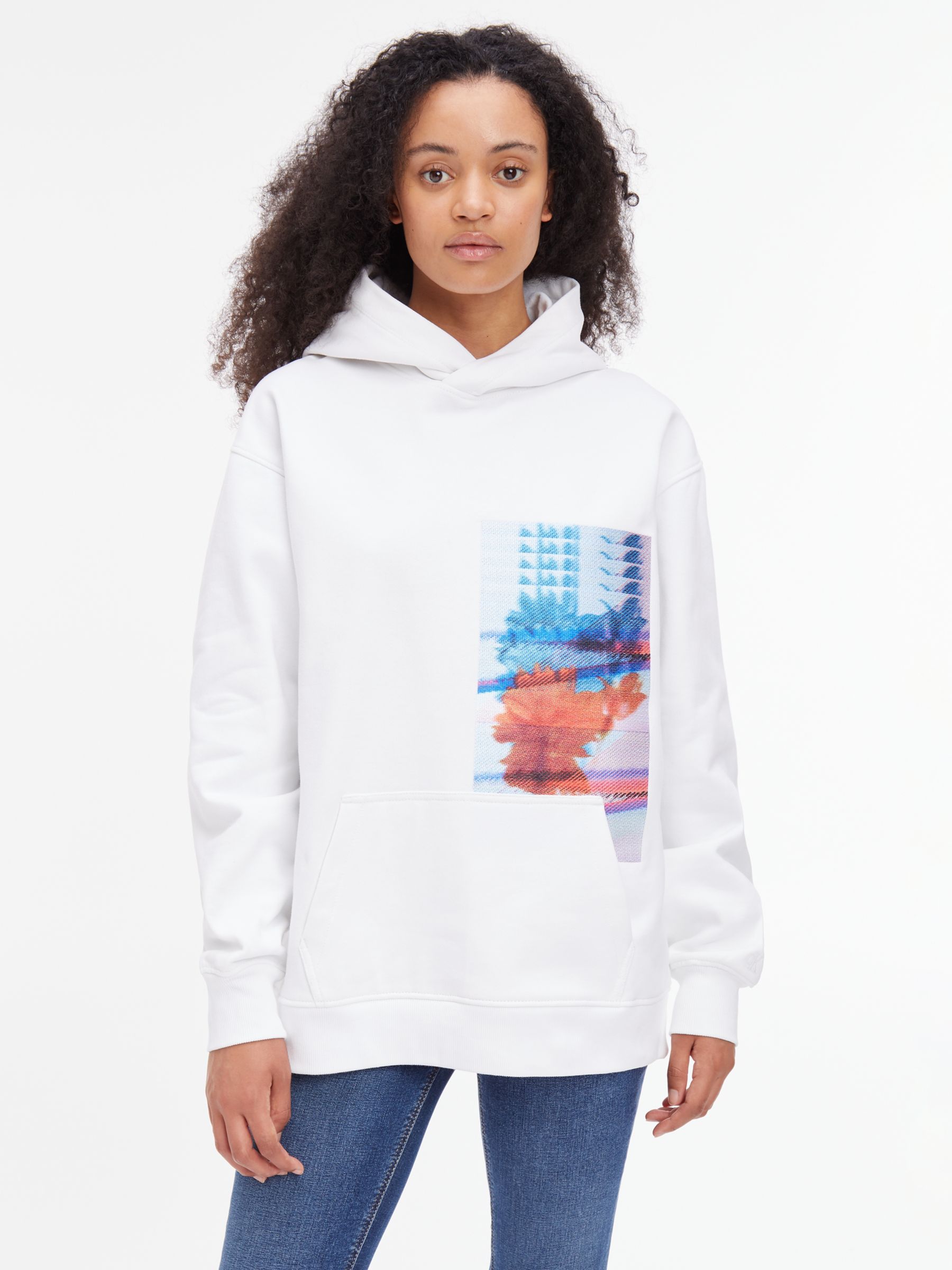 Calvin Klein Motion Abstract Print Hoodie, Bright White