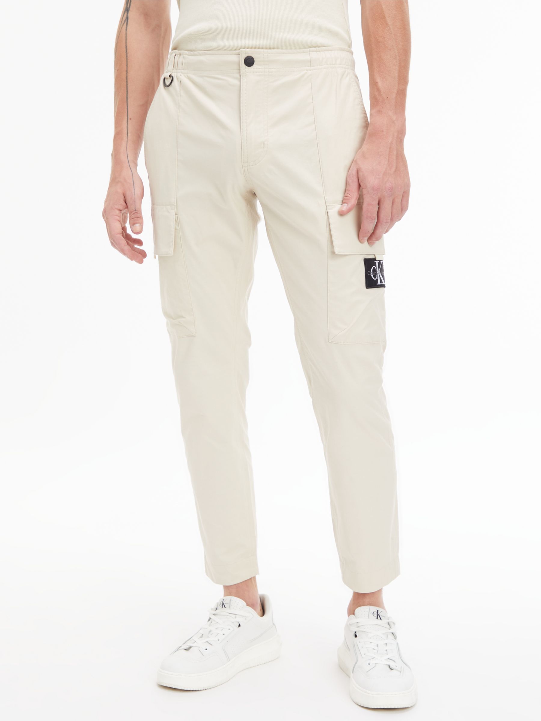 Calvin Klein Jeans Skinny Cargo Trousers, Classic Beige at John Lewis ...
