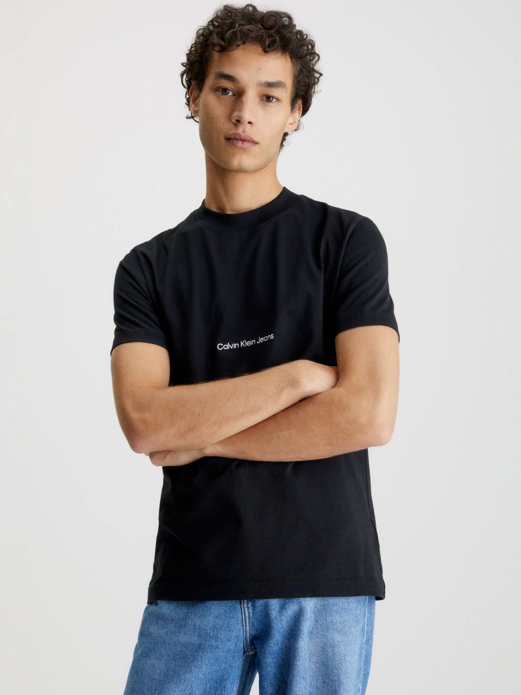 Calvin Klein Comfort Logo T-Shirt, Ck Black at John Lewis & Partners