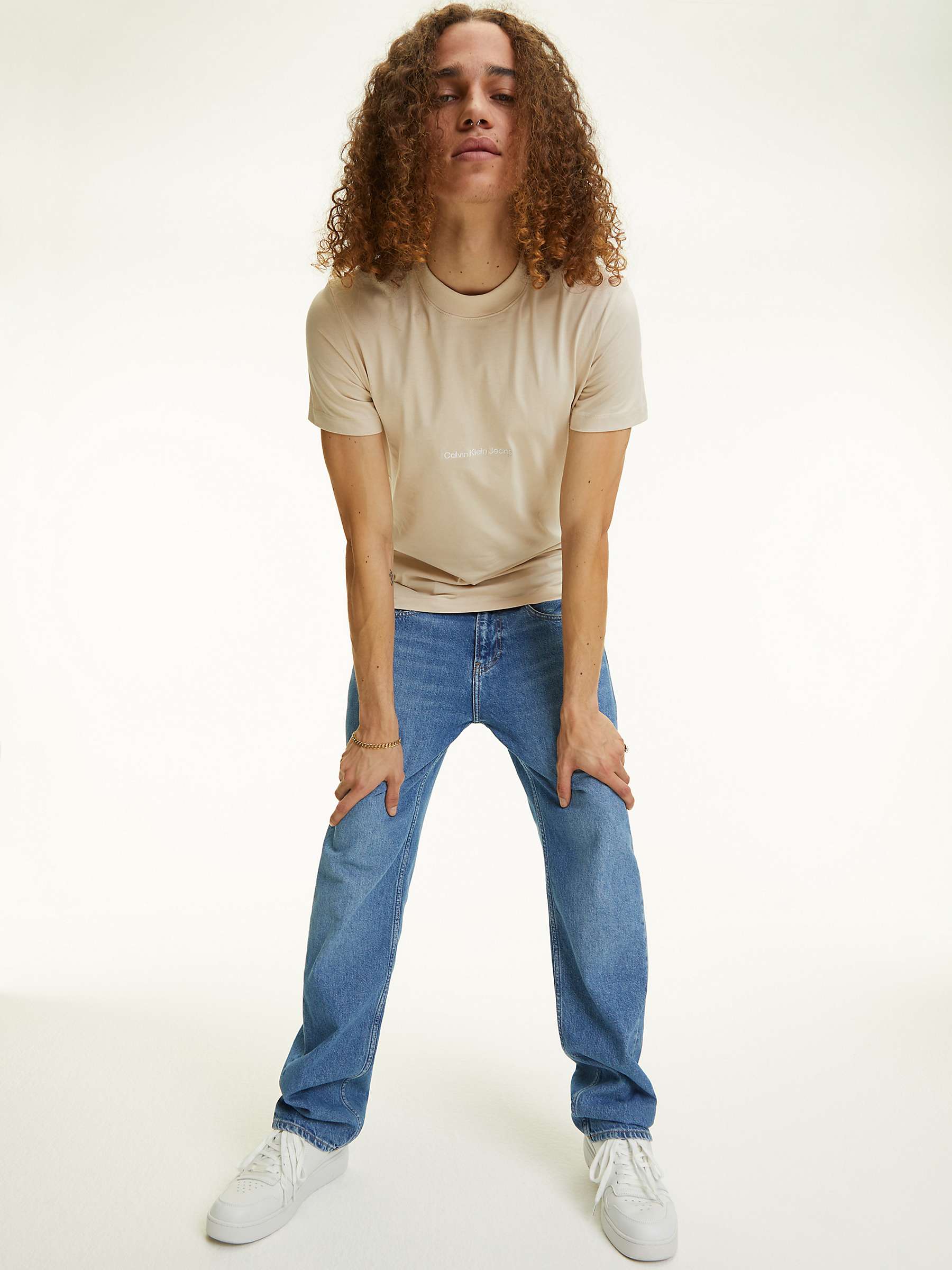 Buy Calvin Klein Jeans Core Logo T-Shirt, Classic Beige Online at johnlewis.com