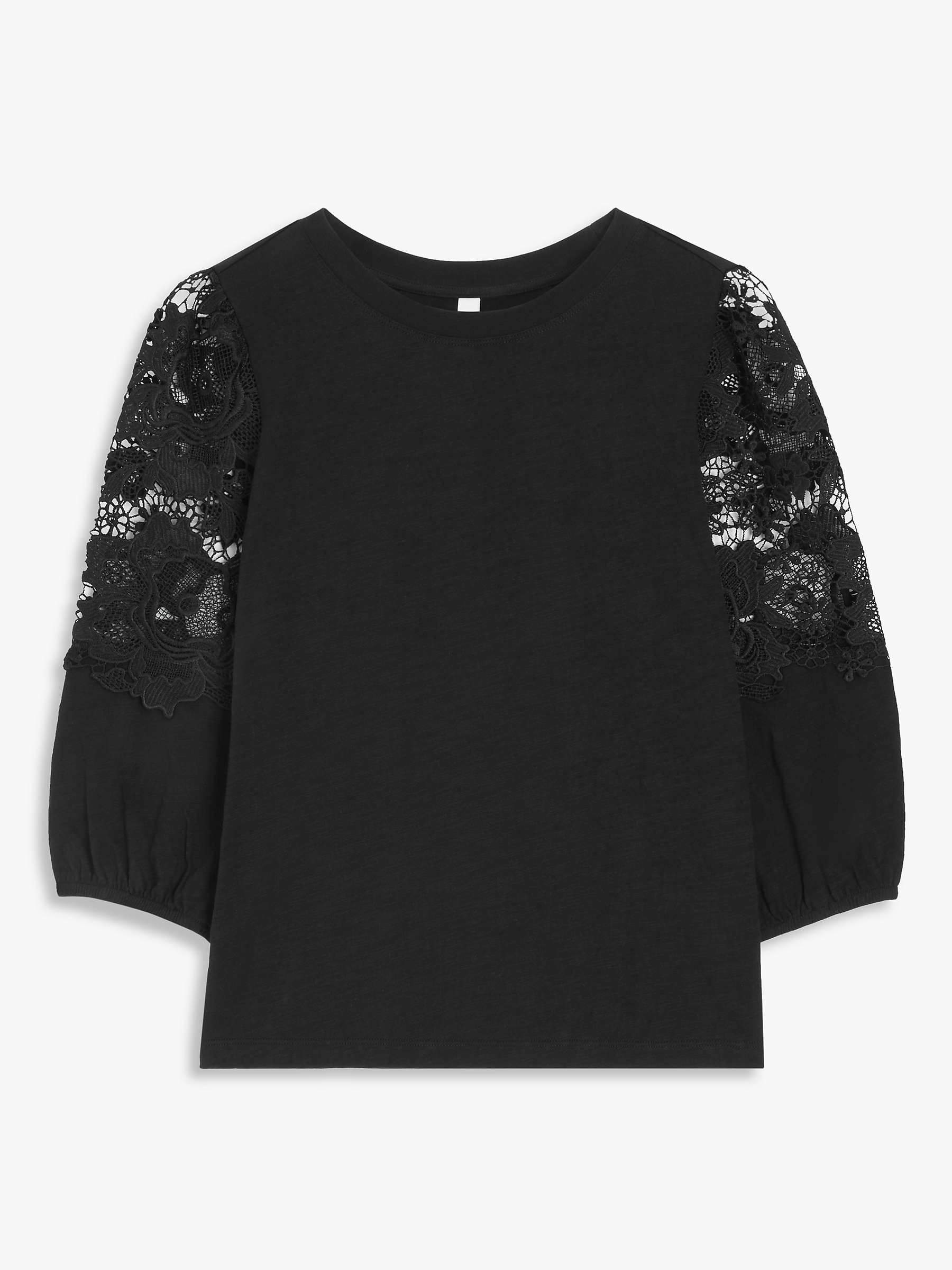 AND/OR Letty Lace Sleeve Top, Black at John Lewis & Partners