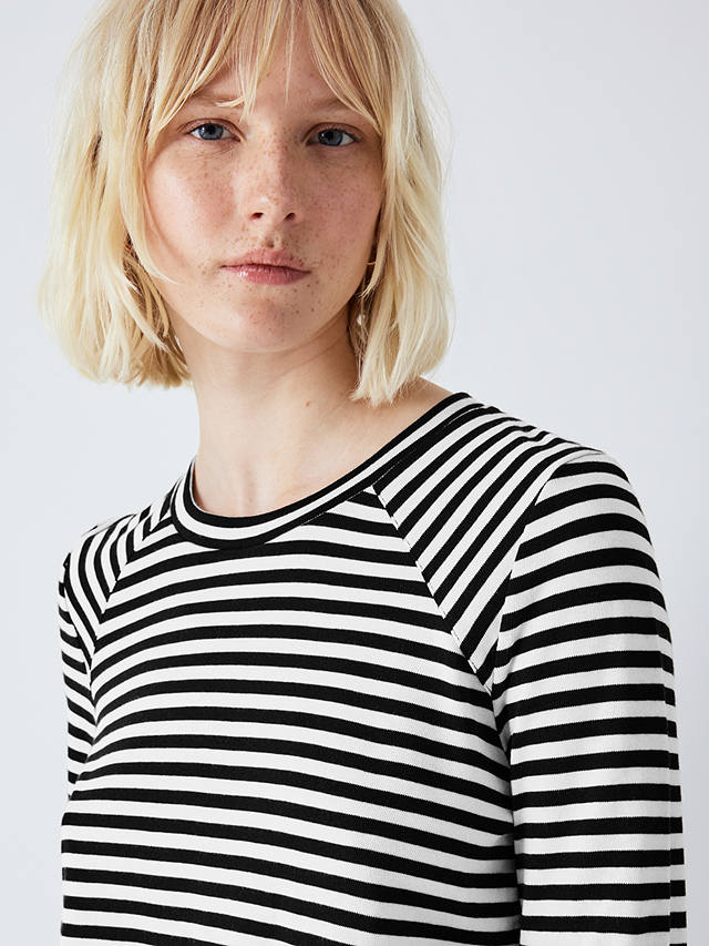 AND/OR Leigh Breton Stripe Top, Black at John Lewis & Partners