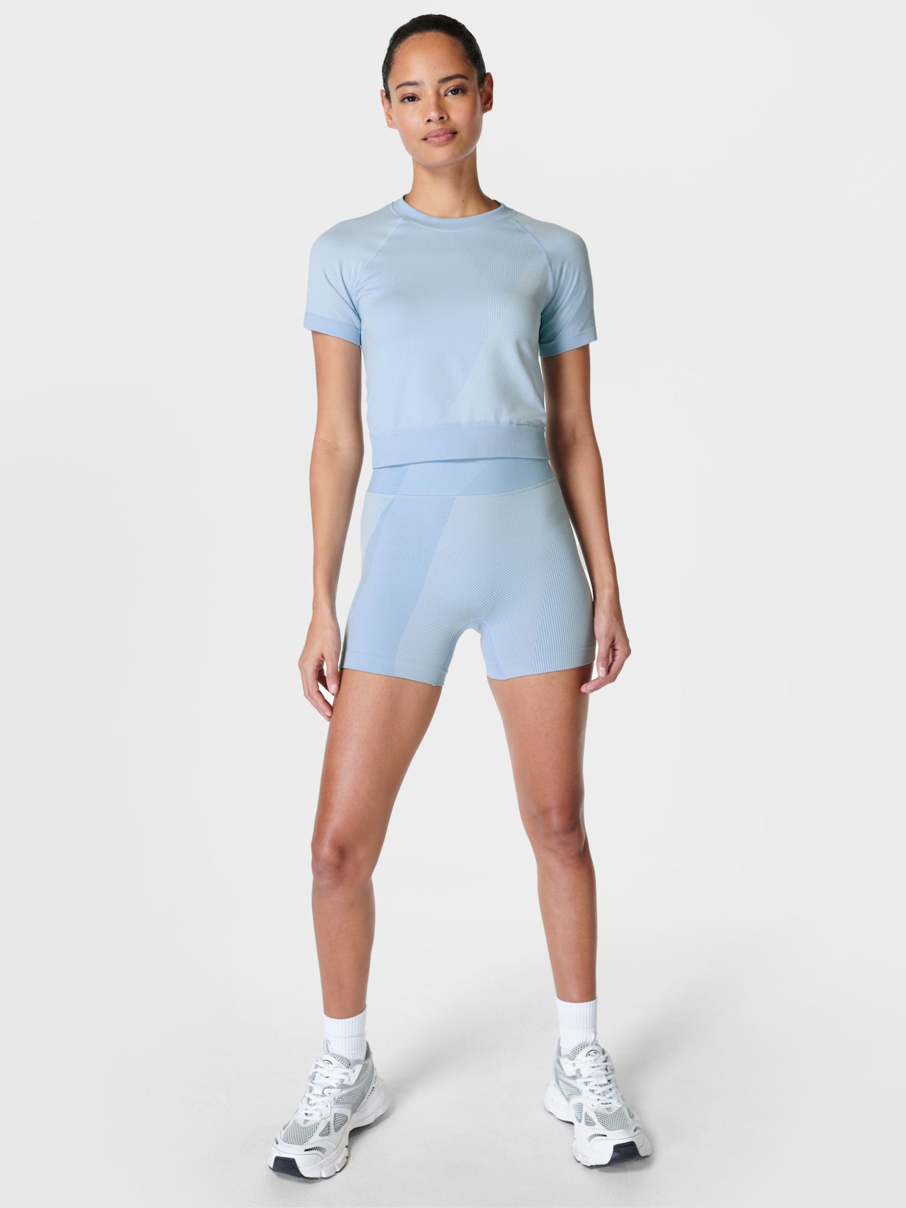 Sweaty Betty Infinite Seamless Workout Shorts, Aluminium Blue, XS