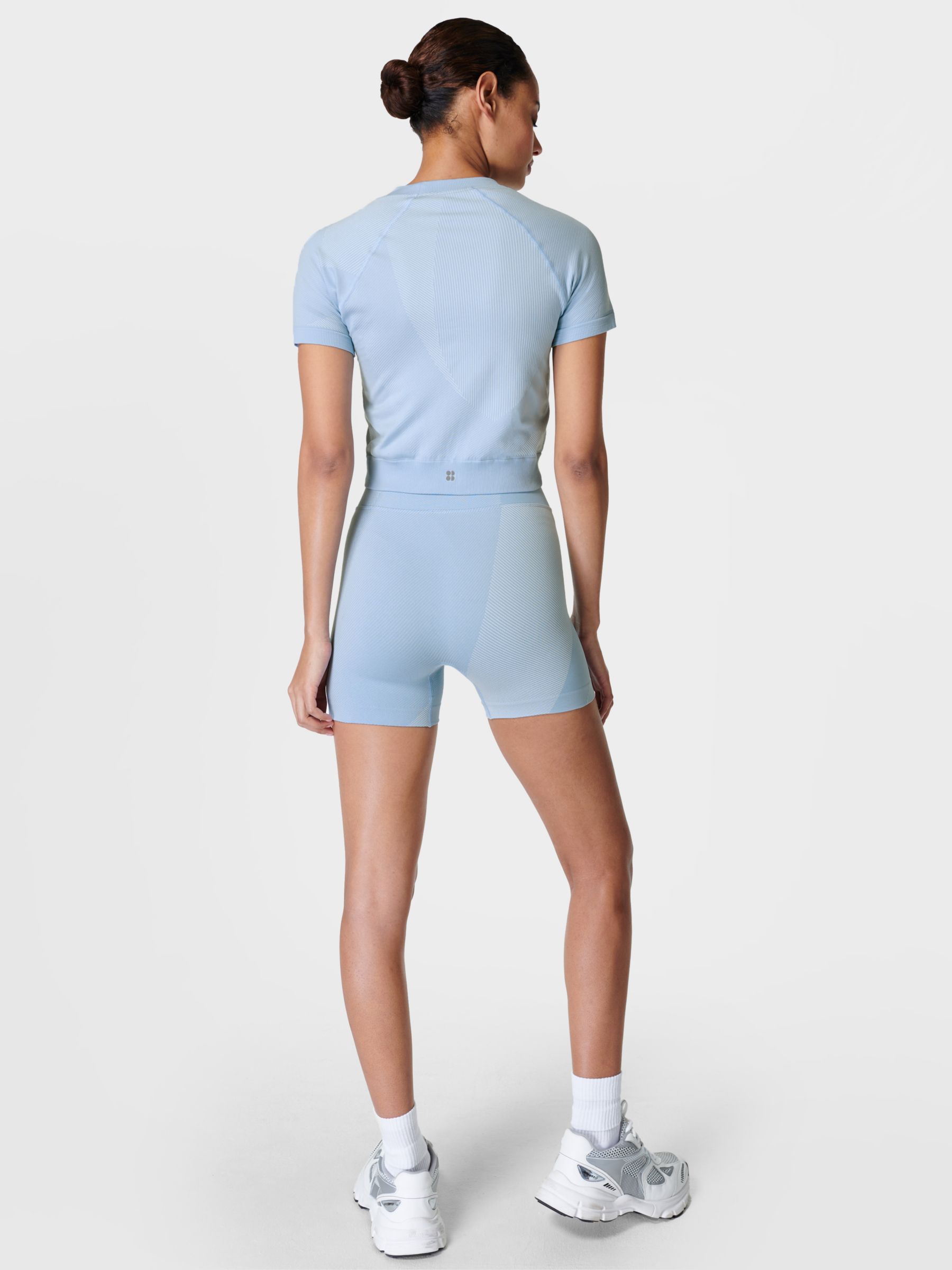 Sweaty Betty Infinite Seamless Workout Shorts, Aluminium Blue, XS