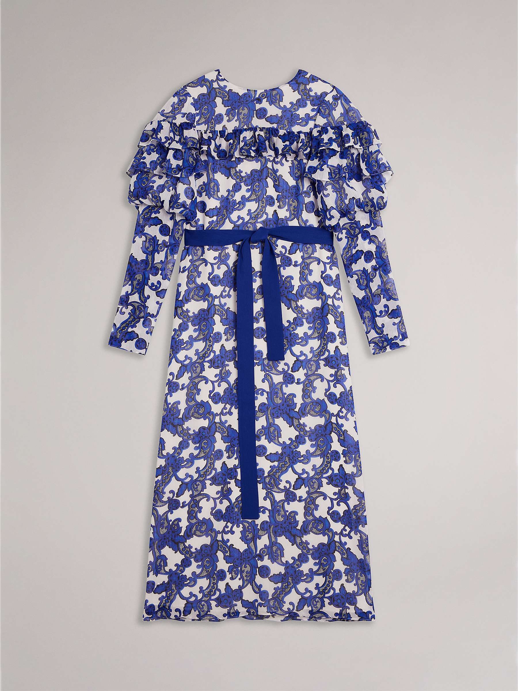 Buy Ted Baker Marquis Jacquard Paisley Print Midi Dress, Blue/White Online at johnlewis.com