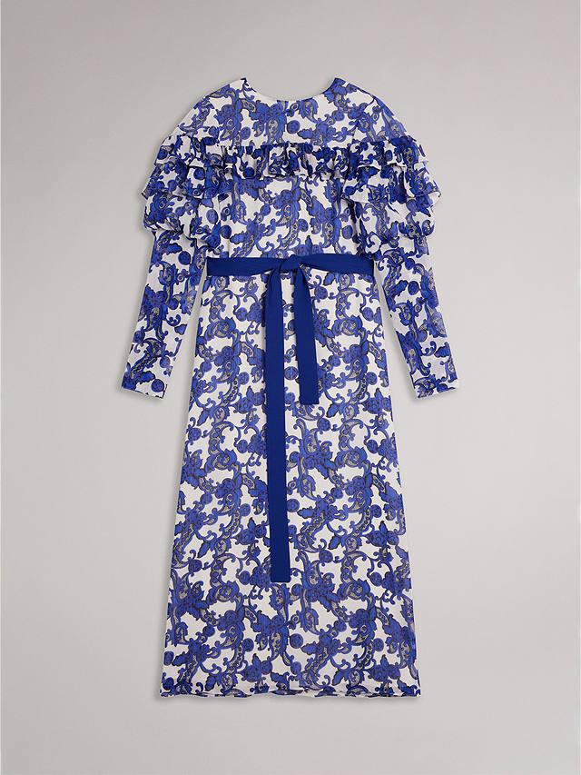 Ted Baker Marquis Jacquard Paisley Print Midi Dress, Blue/White