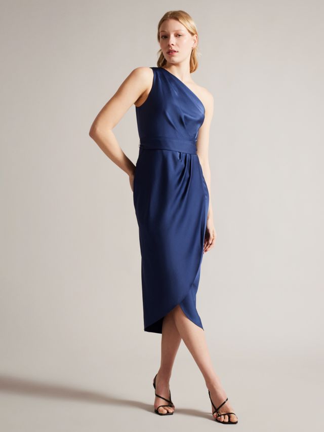 Ted Baker Gabie Midi Satin Dress, Dark Blue, 6