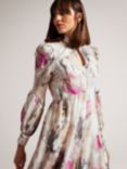 Ted Baker Freisya Floral Print Midi Dress, Pink/Multi