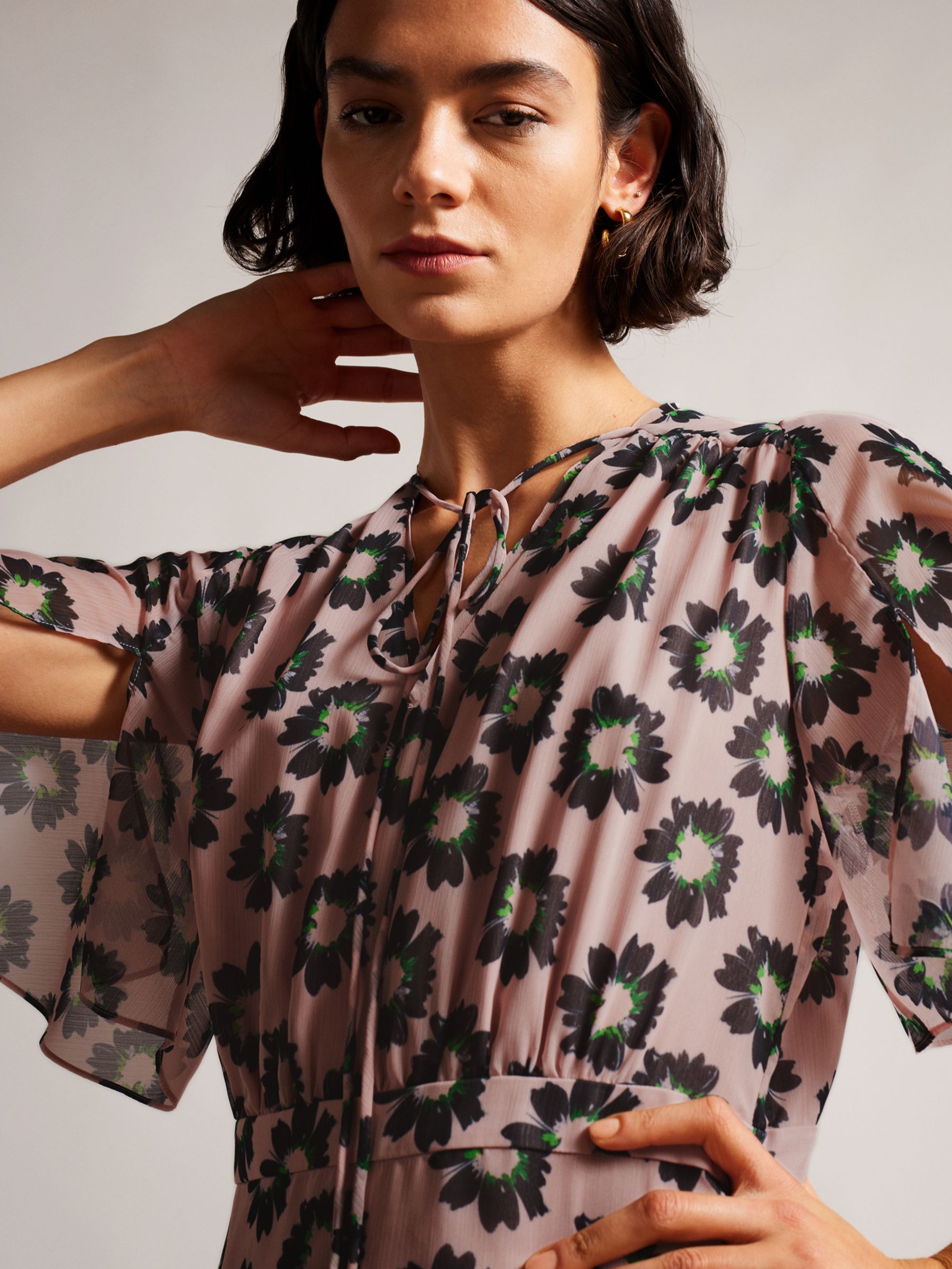 Ted Baker Lucieey Floral Print Mini Dress, Pink at John Lewis & Partners