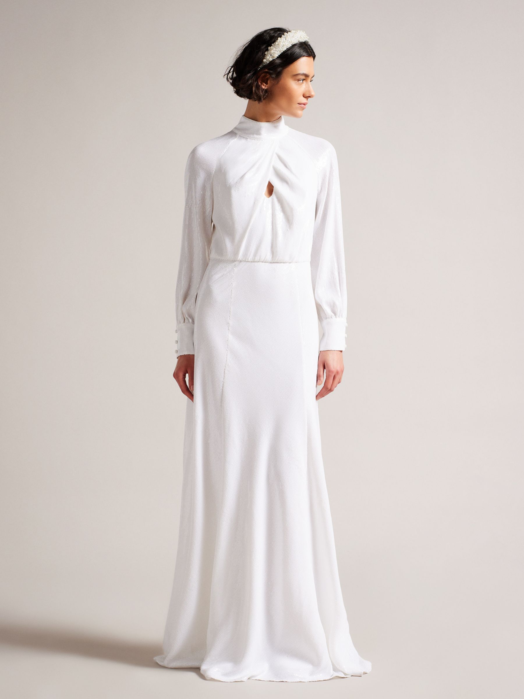 Ted Baker Mayrose Sequin Embellished Maxi Dress, White at John Lewis ...