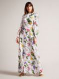 Ted Baker Marggoh Floral Blouson Sleeve Maxi Dress, White/Multi