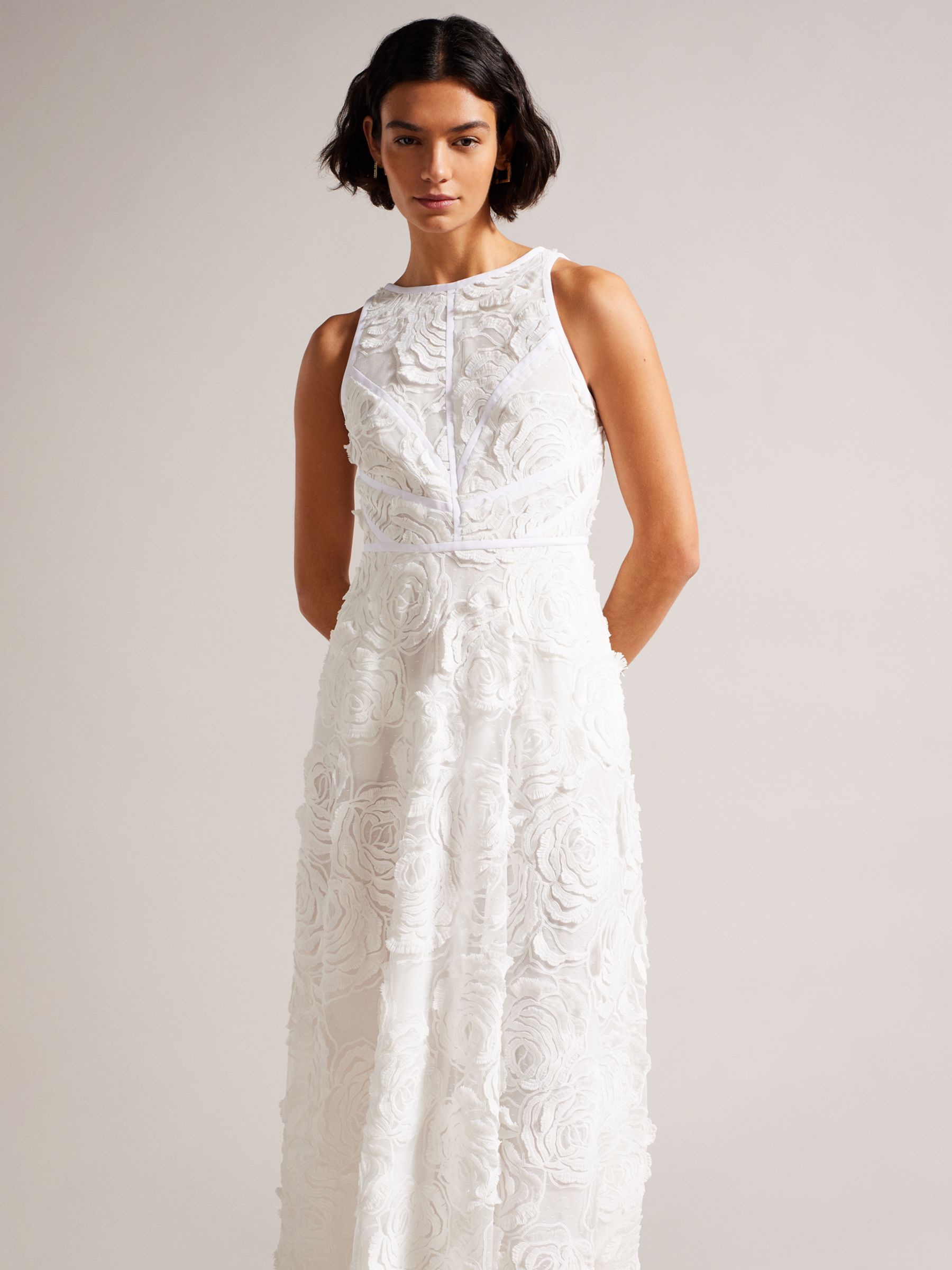 Ted Baker Ullaa Sleeveless Flower Applique Maxi Dress, White at John ...