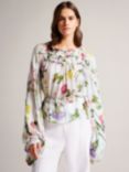 Ted Baker Hewette Floral Waist Tie Blouse, White/Multi
