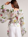 Ted Baker Hewette Floral Waist Tie Blouse, White/Multi