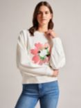 Ted Baker Marene Floral Detail Sweatshirt, White/Pink
