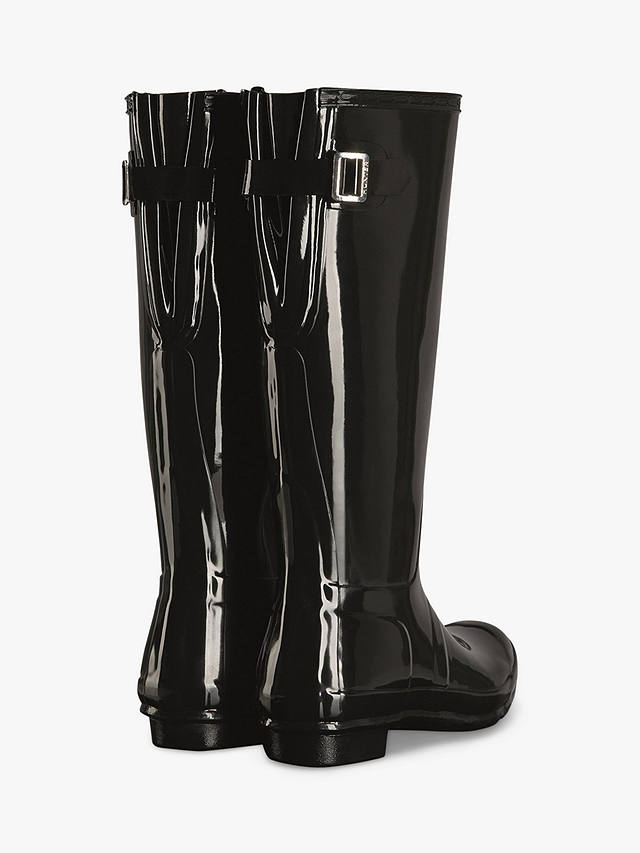 Hunter Tall Back Adjustable Gloss Wellington Boots, Black