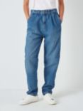 John Lewis ANYDAY Pleat Front Tapered Jeans, Mid Wash