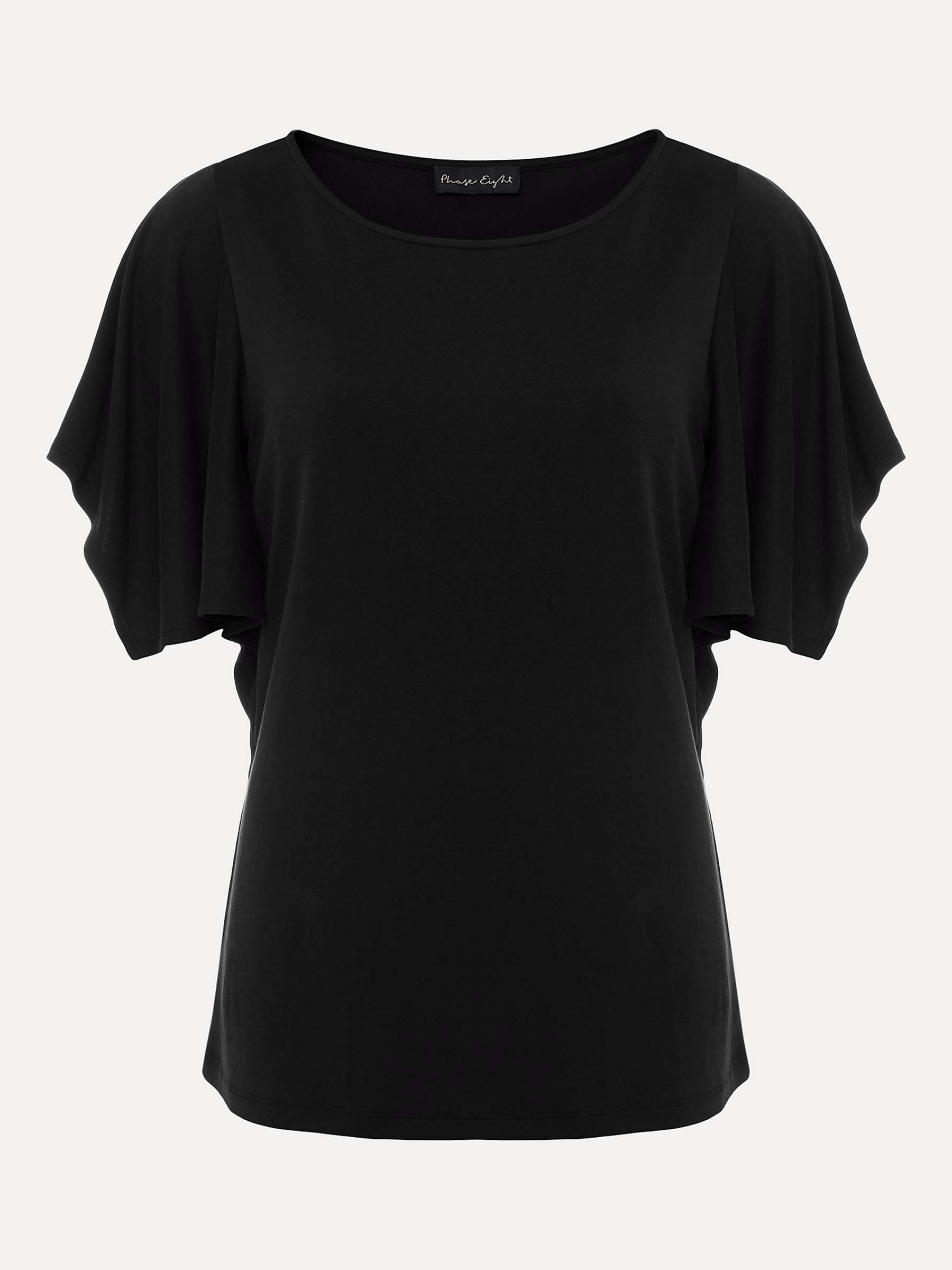 Phase Eight Izzabella Frill Sleeve Top, Black at John Lewis & Partners