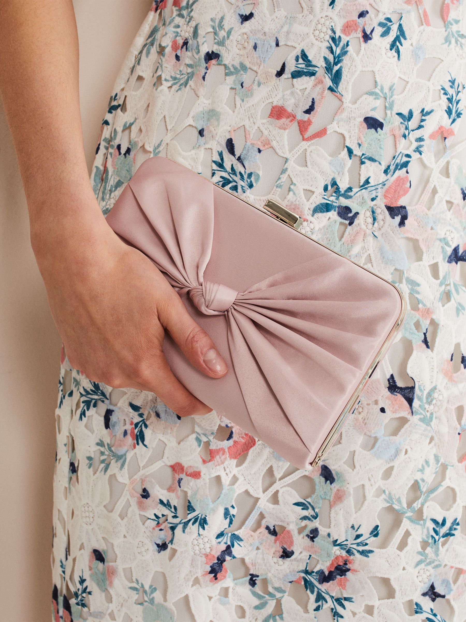 Buy Phase Eight Satin Knot Front Box Clutch Bag Online at johnlewis.com
