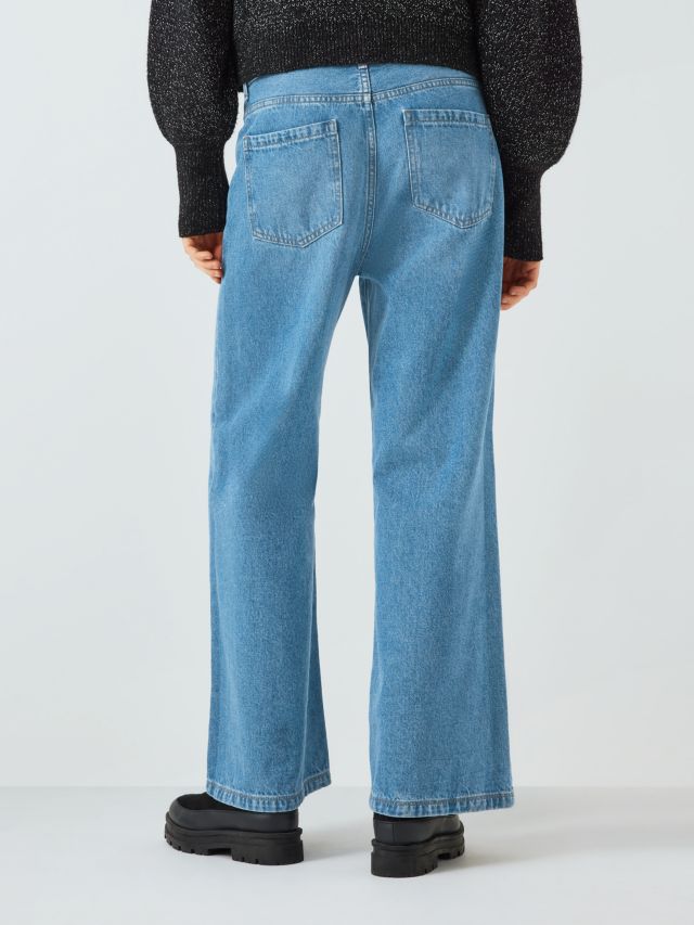 John Lewis ANYDAY Plain Wide Leg Jeans, Mid Wash, 6