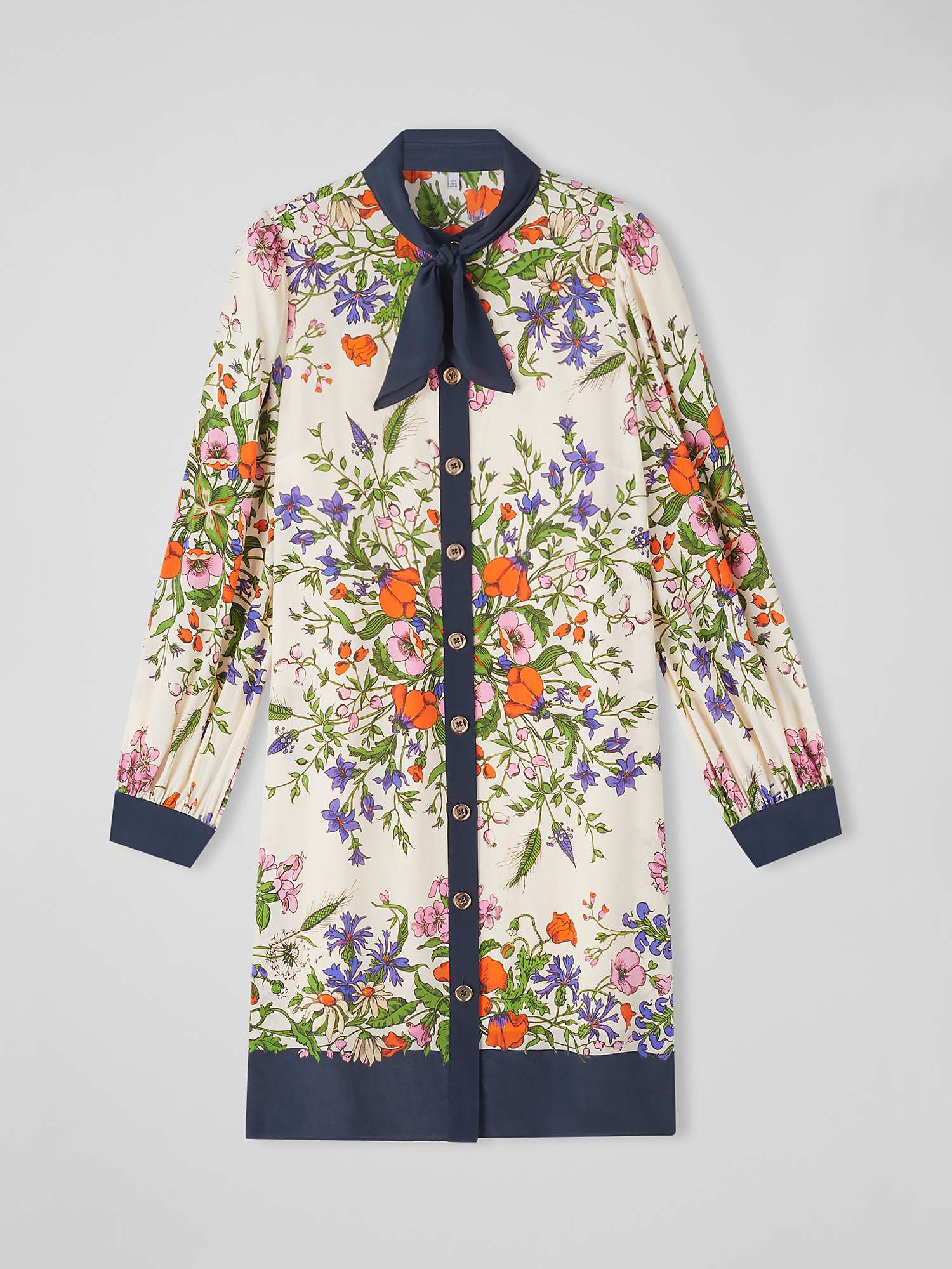 Buy L.K.Bennett Ernst Silk Blend Floral Print Dress, Cream/Multi Online at johnlewis.com