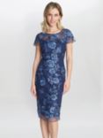 Gina Bacconi Edna Embroidered Dress, Navy