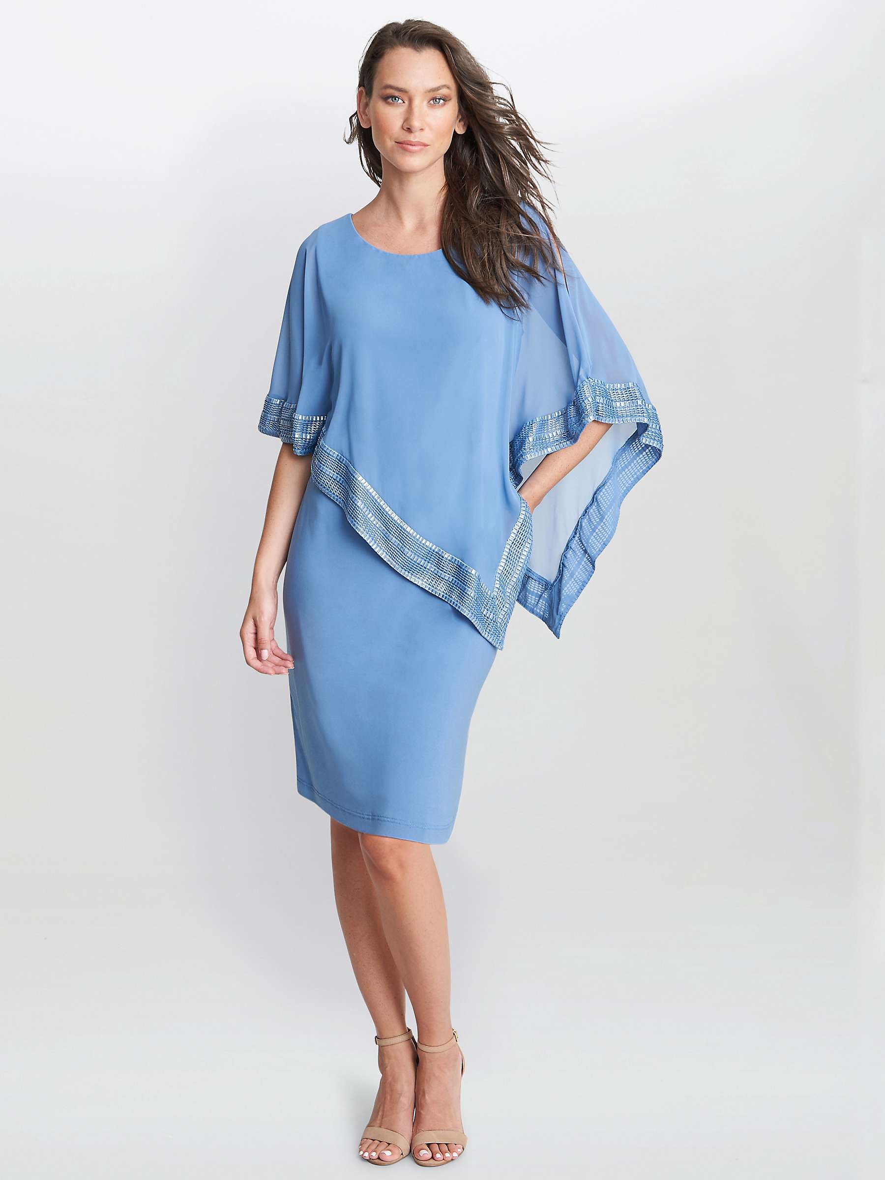 Buy Gina Bacconi Lucy Metallic Trim Cape Dress Online at johnlewis.com