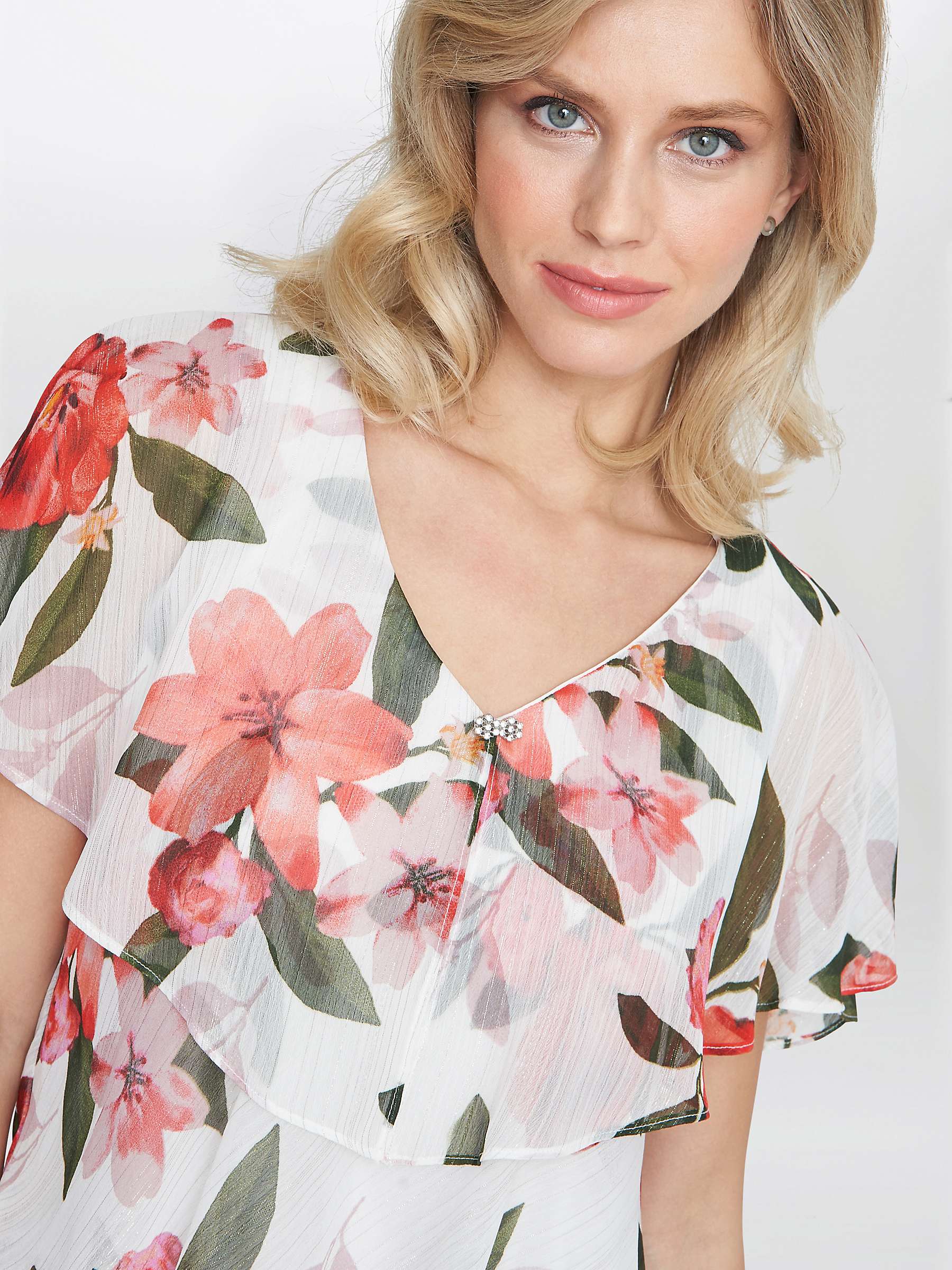 Buy Gina Bacconi Andie Floral Print Tiered Dress, Ivory/Multi Online at johnlewis.com