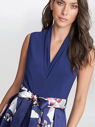 Gina Bacconi Megan Sleeveless Tie Waist Dress, Navy