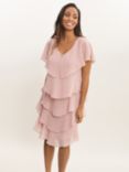 Gina Bacconi Bella Georgette Tiered Dress, Rose Pink