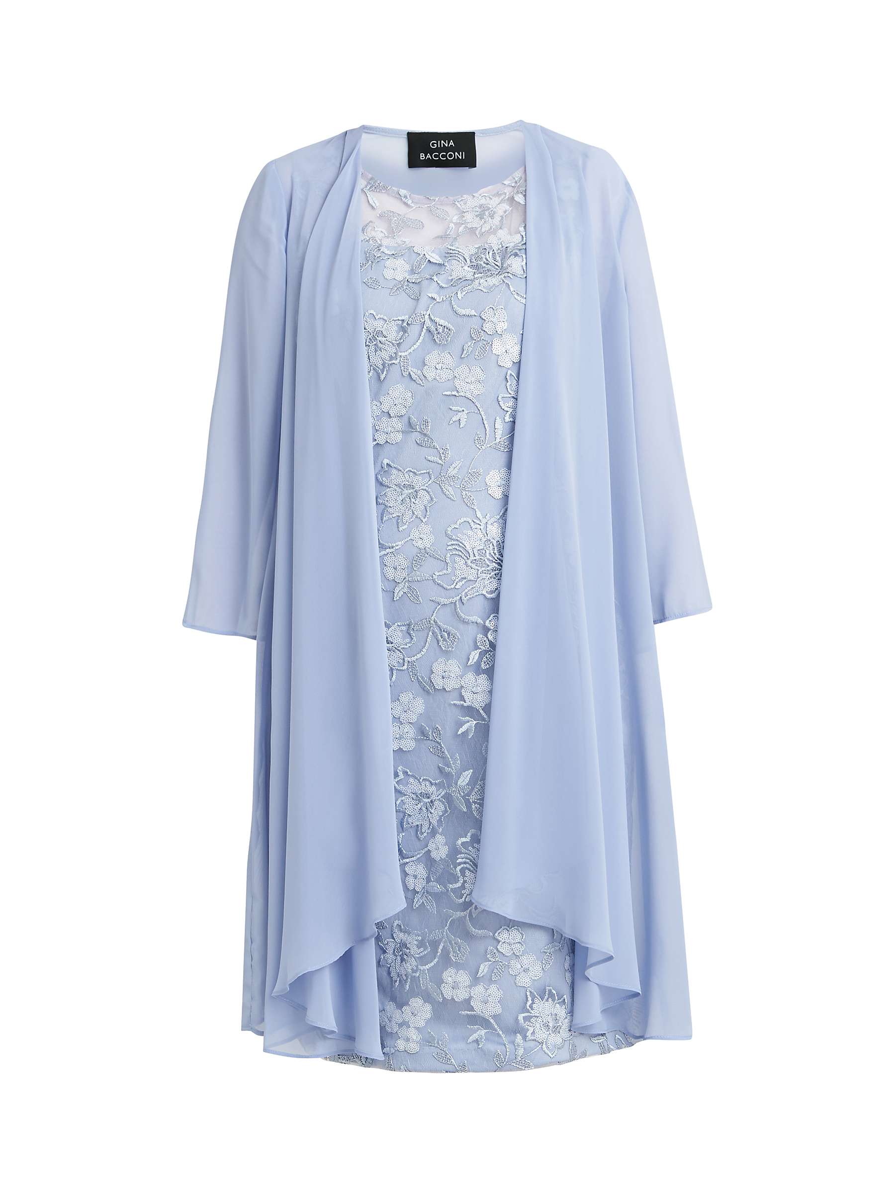 Buy Gina Bacconi Hayley Floral Embroidered Chiffon Jacket and Dress, Light Blue Online at johnlewis.com