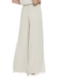 Gina Bacconi Layered Chiffon Wide Leg Side Slit Trousers, Butter Cream