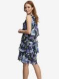 Gina Bacconi Hallie Floral Print Layered Dress, Navy/Multi, Navy/Multi