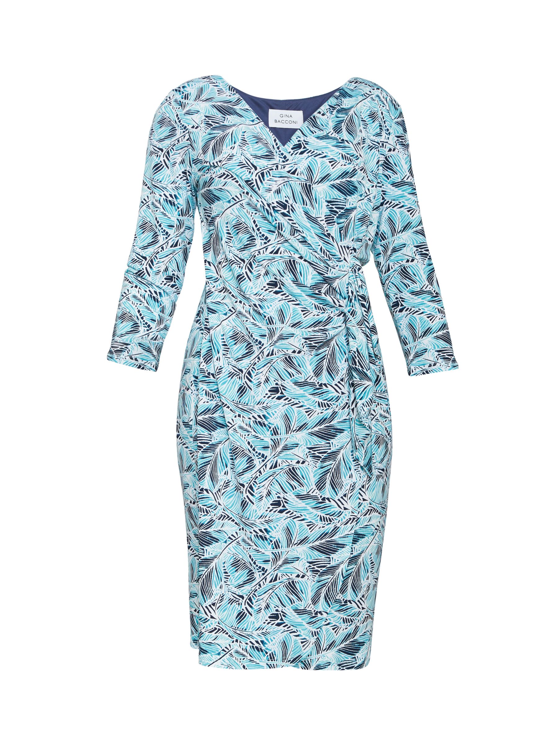 Buy Gina Bacconi Desiray Leaf Print Jersey Dress, Turquoise Online at johnlewis.com