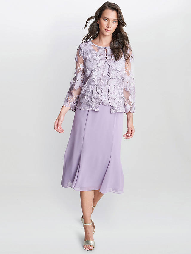 Gina Bacconi Nadine Midi Length Dress, Orchid Mist