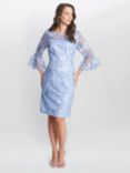 Gina Bacconi Michaela Floral Embroidered Shift Dress, Hydrangea, Hydrangea