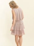Gina Bacconi Vesta Jewel-Shoulder Tiered Cocktail Knee Length Dress, Cashmere