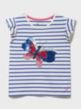 Crew Clothing Kids' Butterfly Sequin T-Shirt, White/Multi