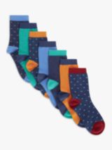 John Lewis Kids' Stripe Fluffy Slipper Socks, Blue/Multi, 6-8.5 Jnr
