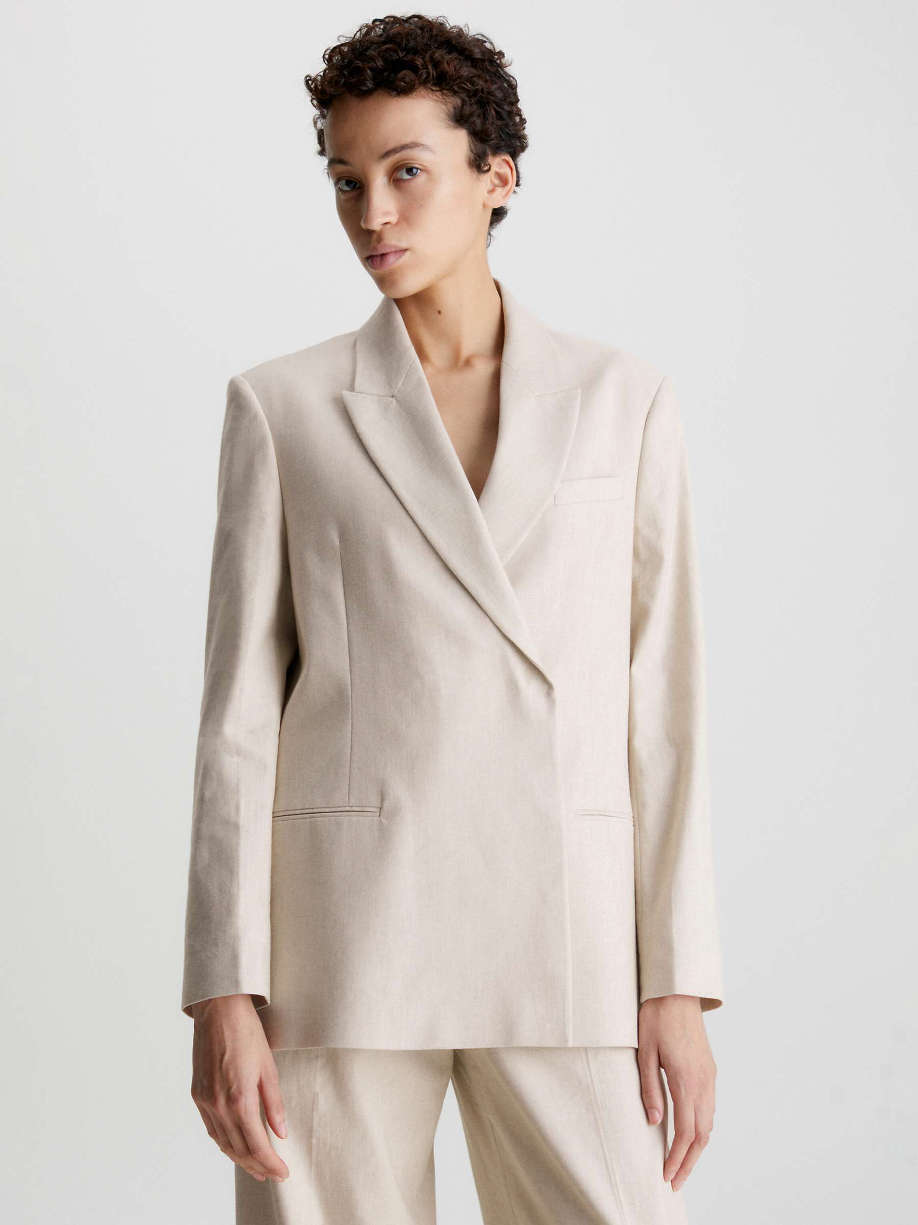 Calvin Klein Women's Tailored Blazer, Beige at John Lewis & Partners