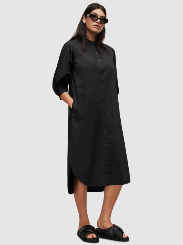 AllSaints Trina Shirt Dress, Black, 6