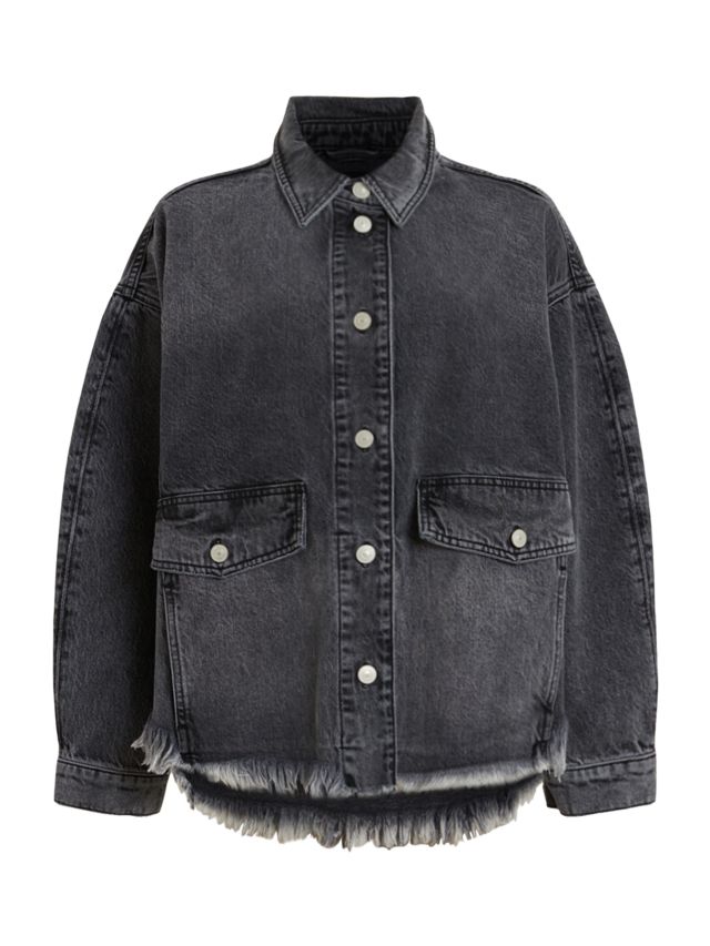 AllSaints Hettie Denim Shacket, Washed Black, 6