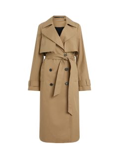 AllSaints Mixie Contrast Trench Coat, Camel/Black, 10