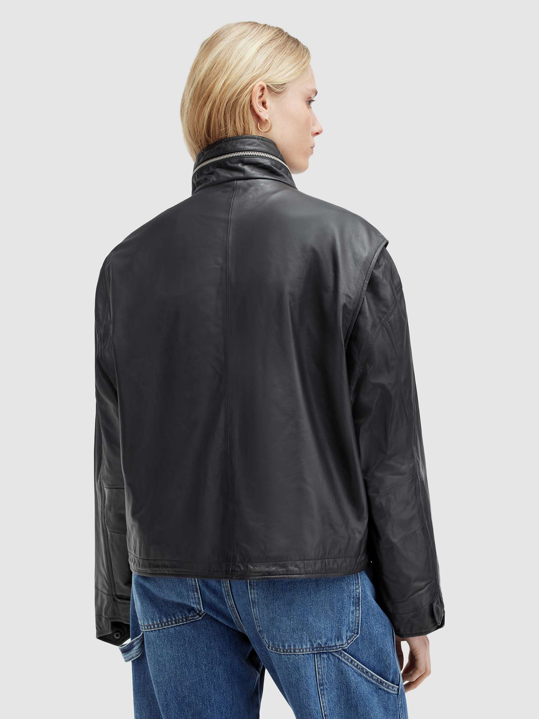 Buy AllSaints Clay Sheep Leather Jacket, Black Online at johnlewis.com