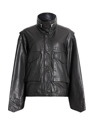 AllSaints Clay Sheep Leather Jacket, Black