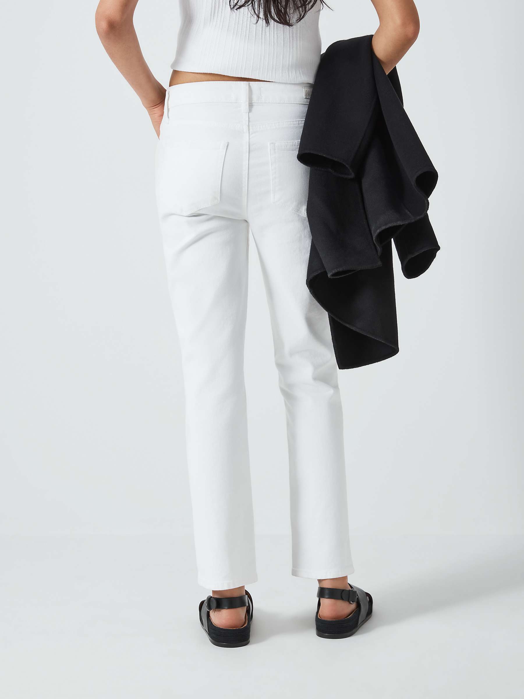 Buy PAIGE Cindy High Rise Straight Cut Jeans, Crisp White Online at johnlewis.com